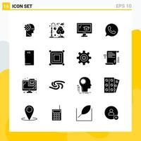 Collection of 16 Universal Solid Icons Icon Set for Web and Mobile vector