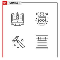 4 General Icons for website design print and mobile apps 4 Outline Symbols Signs Isolated on White Background 4 Icon Pack vector