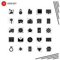 Collection of 25 Vector Icons in solid style Pixle Perfect Glyph Symbols for Web and Mobile Solid Icon Signs on White Background 25 Icons