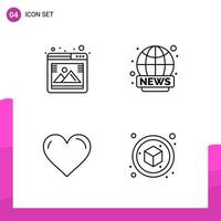 Outline Icon set Pack of 4 Line Icons isolated on White Background for responsive Website Design Print and Mobile Applications vector