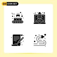 4 Creative Icons for Modern website design and responsive mobile apps 4 Glyph Symbols Signs on White Background 4 Icon Pack vector