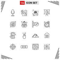 User Interface Pack of 16 Basic Outlines of fire presentation asset marketing wealth Editable Vector Design Elements