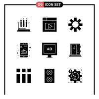 Set of 9 Solid Style Icons for web and mobile Glyph Symbols for print Solid Icon Signs Isolated on White Background 9 Icon Set vector