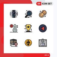 Universal Icon Symbols Group of 9 Modern Filledline Flat Colors of cup temperature report plus cutter Editable Vector Design Elements