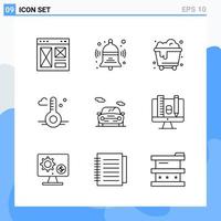 Modern 9 Line style icons Outline Symbols for general use Creative Line Icon Sign Isolated on White Background 9 Icons Pack vector