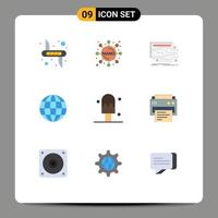 Modern Set of 9 Flat Colors Pictograph of ice world card globe memory Editable Vector Design Elements