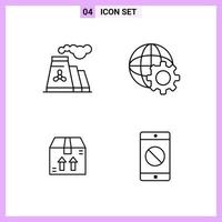 4 Icons in Line Style Outline Symbols on White Background Creative Vector Signs for Web mobile and Print