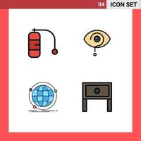 Group of 4 Filledline Flat Colors Signs and Symbols for diving global curious knowledge network Editable Vector Design Elements