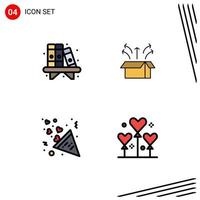 paquete de iconos de vector de stock de 4 signos y símbolos de línea para elementos de diseño de vector editables de corazón de lanzamiento de estante de celebración en casa