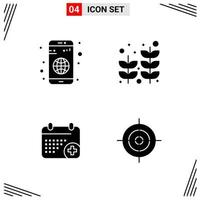 4 Icons Solid Style Grid Based Creative Glyph Symbols for Website Design Simple Solid Icon Signs Isolated on White Background 4 Icon Set vector