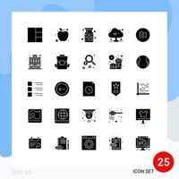 Editable Vector Line Pack of 25 Simple Solid Glyphs of apartment basic medical image wifi Editable Vector Design Elements