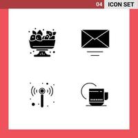 4 Universal Solid Glyph Signs Symbols of berry wireless summer text hot Editable Vector Design Elements