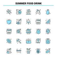 25 Summer Food Drink Black and Blue icon Set Creative Icon Design and logo template vector