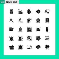 Editable Vector Line Pack of 25 Simple Solid Glyphs of setting stick building removed devices Editable Vector Design Elements