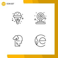 4 Icon Set Line Style Icon Pack Outline Symbols isolated on White Backgound for Responsive Website Designing vector