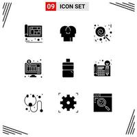 Set of 9 Modern UI Icons Symbols Signs for water online banking head internet banking banking Editable Vector Design Elements