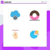 4 Universal Flat Icons Set for Web and Mobile Applications cloud hand cursor cooking food left Editable Vector Design Elements