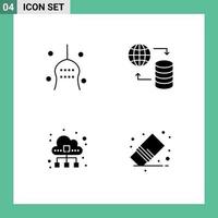 Modern Set of Solid Glyphs Pictograph of bone cloud tradition world technology Editable Vector Design Elements