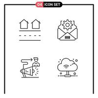 Universal Icon Symbols Group of 4 Modern Filledline Flat Colors of estate target real setting announcement Editable Vector Design Elements