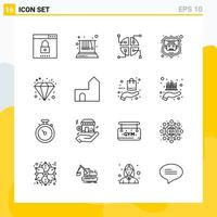 Collection of 16 Universal Line Icons Icon Set for Web and Mobile vector