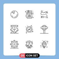 Universal Icon Symbols Group of 9 Modern Outlines of lunch drink sweet dinner usb Editable Vector Design Elements