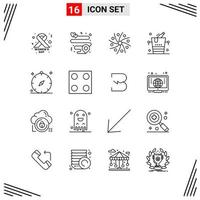 16 Icons Line Style Grid Based Creative Outline Symbols for Website Design Simple Line Icon Signs Isolated on White Background 16 Icon Set vector