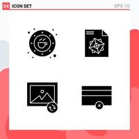 Collection of 4 Vector Icons in solid style Modern Glyph Symbols for Web and Mobile Solid Icon Sign Isolated on White Background 4 Icons