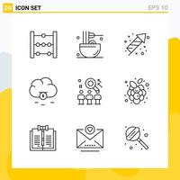 Collection of 9 Universal Line Icons Icon Set for Web and Mobile vector