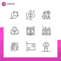 paquete de conjunto de iconos de contorno de 9 iconos de línea aislados en fondo blanco para aplicaciones móviles y de impresión de diseño de sitios web receptivos vector