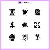 9 Thematic Vector Solid Glyphs and Editable Symbols of ad block train arch station cross Editable Vector Design Elements