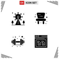 4 Icons Solid Style Grid Based Creative Glyph Symbols for Website Design Simple Solid Icon Signs Isolated on White Background 4 Icon Set vector