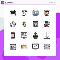 User Interface Pack of 16 Basic Flat Color Filled Lines of location compass creative supermarket bag Editable Creative Vector Design Elements