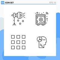 Modern 4 Line style icons Outline Symbols for general use Creative Line Icon Sign Isolated on White Background 4 Icons Pack vector