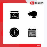 Pack of 4 creative Solid Glyphs of hotel browser direction options calculation Editable Vector Design Elements