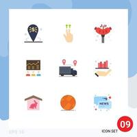 Set of 9 Modern UI Icons Symbols Signs for graph chart meat business team Editable Vector Design Elements