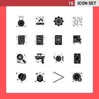 Set of 16 Modern UI Icons Symbols Signs for study book biochemistry party celebrate Editable Vector Design Elements