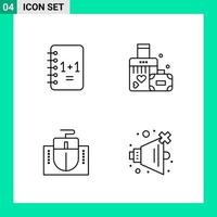 Pack of 4 Line Style Icon Set Outline Symbols for print Creative Signs Isolated on White Background 4 Icon Set vector