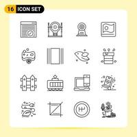 16 iconos creativos para el diseño moderno de sitios web y aplicaciones móviles receptivas 16 símbolos de contorno signos sobre fondo blanco paquete de 16 iconos vector