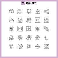 25 Thematic Vector Lines and Editable Symbols of luggage health document camping signal Editable Vector Design Elements