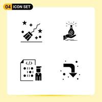 Set of 4 Modern UI Icons Symbols Signs for broom debt witchcraft hand savings Editable Vector Design Elements