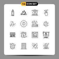 Set of 16 Modern UI Icons Symbols Signs for right up leader hand cursor laser sintering Editable Vector Design Elements