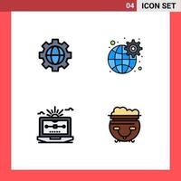 Modern Set of 4 Filledline Flat Colors Pictograph of gear vector gear settings draw Editable Vector Design Elements