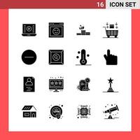 16 Icon Pack Solid Style Glyph Symbols on White Background Simple Signs for general designing vector