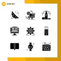 9 Icon Set Solid Style Icon Pack Glyph Symbols isolated on White Backgound for Responsive Website Designing vector