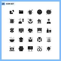 25 Thematic Vector Solid Glyphs and Editable Symbols of scary dead data internet mixer Editable Vector Design Elements