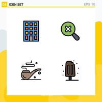 4 Universal Filledline Flat Colors Set for Web and Mobile Applications building cream in pipe summer Editable Vector Design Elements