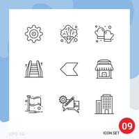 Set of 9 Commercial Outlines pack for building pointer cooking arrow electric Editable Vector Design Elements