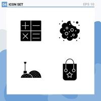 Pictogram Set of Simple Solid Glyphs of calculator handbag cookie construction trip Editable Vector Design Elements