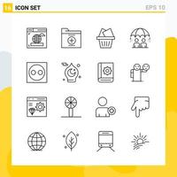 colección de 16 iconos de línea universal conjunto de iconos para web y móvil vector