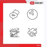 Set of 4 Vector Filledline Flat Colors on Grid for chatting cloud ball construction storage Editable Vector Design Elements